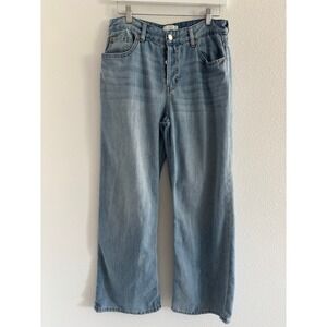 H&M Jeans Women Size 8 High Rise Wide Leg Button Fly Light Wash Denim Minimalist